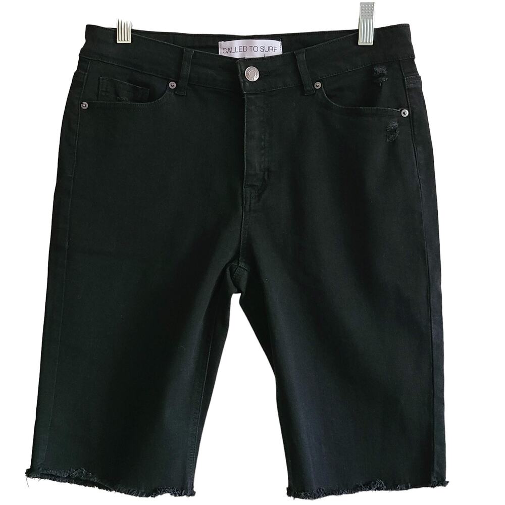 CALLED TO SURF Bermuda Raw Hem Black Shorts Women's XL‎